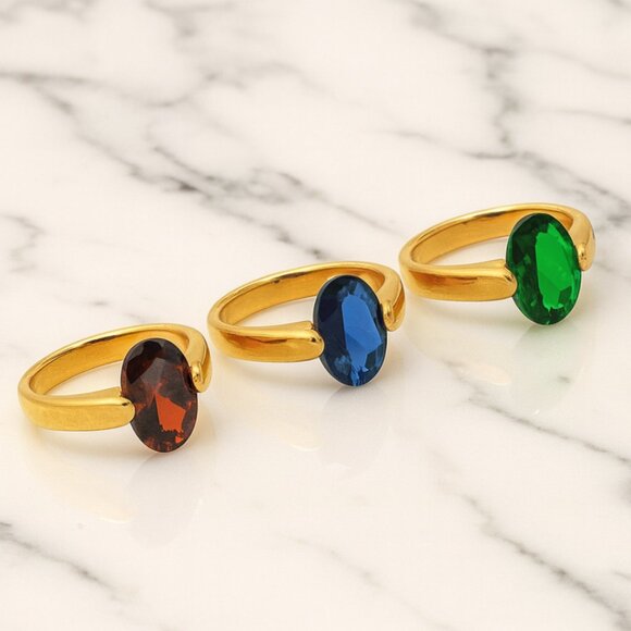 "Felicity" Gemstone Ring 1pc - Picture 2 of 2